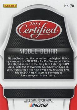 2018 Panini Certified - Gold #70 Nicole Behar Back