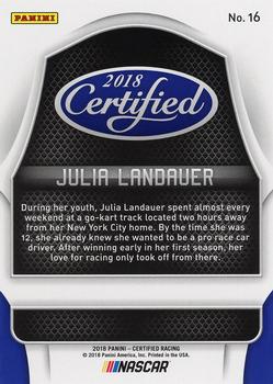 2018 Panini Certified - Purple #16 Julia Landauer Back