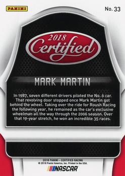 2018 Panini Certified - Mirror Purple #33 Mark Martin Back