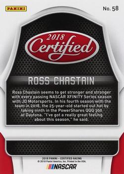 2018 Panini Certified - Black #58 Ross Chastain Back