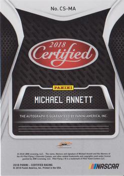2018 Panini Certified - Certified Signatures #CS-MA Michael Annett Back