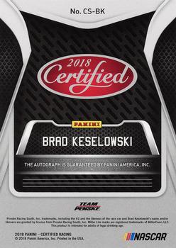 2018 Panini Certified - Certified Signatures Blue #CS-BK Brad Keselowski Back