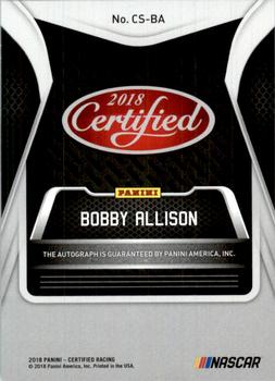 2018 Panini Certified - Certified Signatures Blue #CS-BA Bobby Allison Back