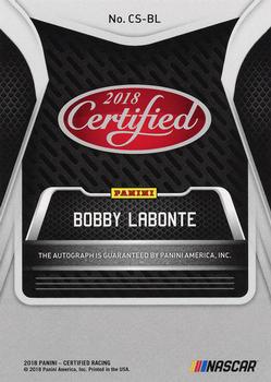 2018 Panini Certified - Certified Signatures Blue #CS-BL Bobby Labonte Back