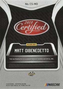 2018 Panini Certified - Certified Signatures Blue #CS-MD Matt DiBenedetto Back