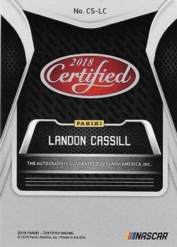 2018 Panini Certified - Certified Signatures Gold #CS-LC Landon Cassill Back