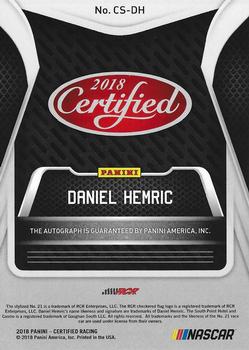 2018 Panini Certified - Certified Signatures Purple #CS-DH Daniel Hemric Back