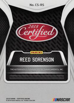 2018 Panini Certified - Certified Signatures Purple #CS-RS Reed Sorenson Back