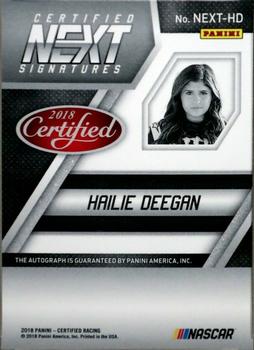 2018 Panini Certified - Certified Next Signatures #NEXT-HD Hailie Deegan Back