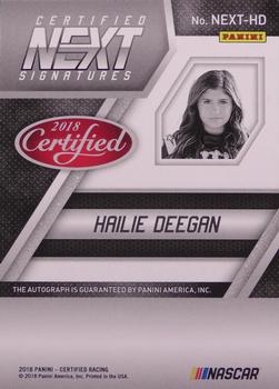 2018 Panini Certified - Certified Next Signatures Black #NEXT-HD Hailie Deegan Back