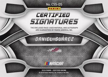 2018 Panini Certified - Certified Signature Swatches Red #CSS-DS Daniel Suarez Back