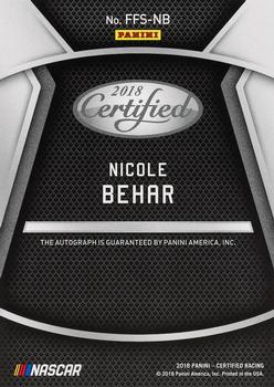 2018 Panini Certified - Fresh Faces Signatures Red #FFS-NB Nicole Behar Back