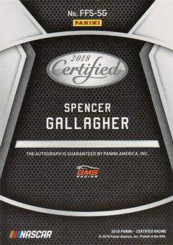 2018 Panini Certified - Fresh Faces Signatures Red #FFS-SG Spencer Gallagher Back