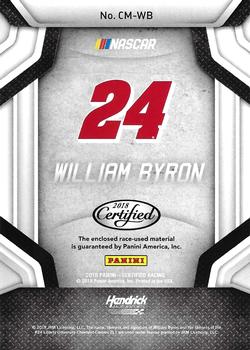 2018 Panini Certified - Complete Materials Gold #CM-WB William Byron Back