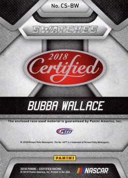 2018 Panini Certified - Cup Swatches #CS-BW Bubba Wallace Back