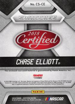 2018 Panini Certified - Cup Swatches Red #CS-CE Chase Elliott Back