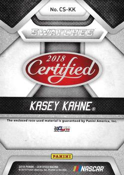 2018 Panini Certified - Cup Swatches Red #CS-KK Kasey Kahne Back