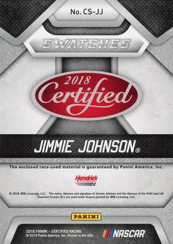 2018 Panini Certified - Cup Swatches Black #CS-JJ Jimmie Johnson Back