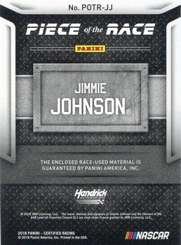 2018 Panini Certified - Piece of the Race Relics #POTR-JJ Jimmie Johnson Back