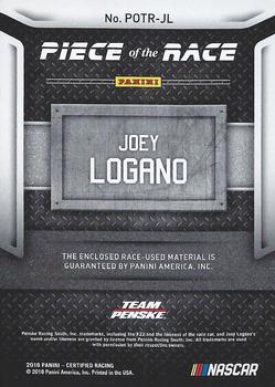 2018 Panini Certified - Piece of the Race Relics #POTR-JL Joey Logano Back