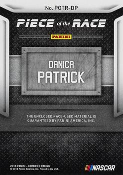 2018 Panini Certified - Piece of the Race Relics #POTR-DP Danica Patrick Back