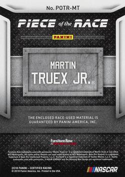 2018 Panini Certified - Piece of the Race Relics Black #POTR-MT Martin Truex Jr. Back