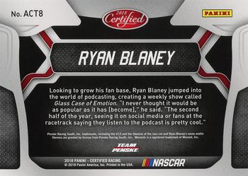 2018 Panini Certified - All-Certified Team Blue #ACT8 Ryan Blaney Back