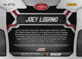 2018 Panini Certified - All-Certified Team Blue #ACT15 Joey Logano Back