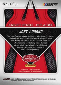 2018 Panini Certified - Certified Stars Red #CS3 Joey Logano Back