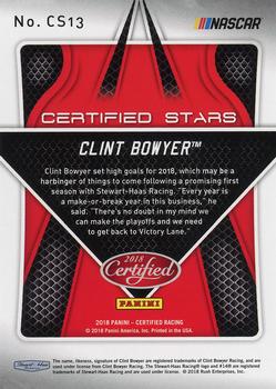 2018 Panini Certified - Certified Stars Gold #CS13 Clint Bowyer Back