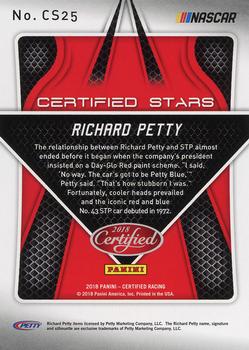 2018 Panini Certified - Certified Stars Mirror Black #CS25 Richard Petty Back