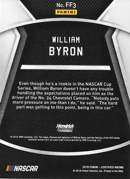 2018 Panini Certified - Fresh Faces Red #FF3 William Byron Back