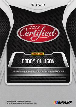 2018 Panini Certified - Certified Signatures Red #CS-BA Bobby Allison Back