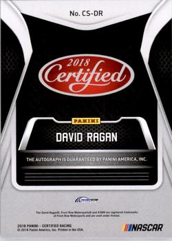 2018 Panini Certified - Certified Signatures Red #CS-DR David Ragan Back