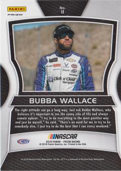 2018 Panini Prizm - Red White and Blue #11 Bubba Wallace Back