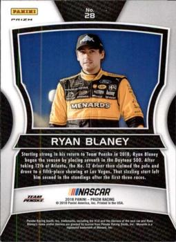 2018 Panini Prizm - Red White and Blue #28 Ryan Blaney Back