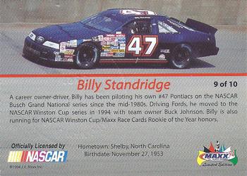 1994 Maxx - Rookie Class of '94 Autographs #9 Billy Standridge Back