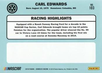 2019 Donruss #103 Carl Edwards Back