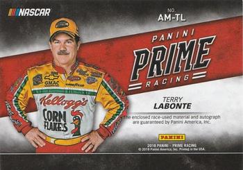 2018 Panini Prime - Autograph Materials #AM-TL Terry Labonte Back