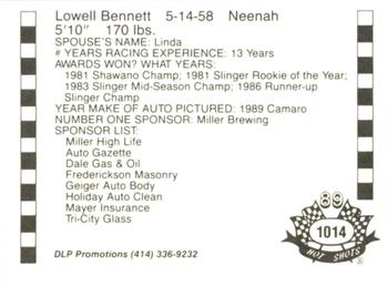1989 Hot Shots Asphalt Edition #1014 Lowell Bennett Back