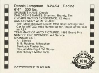 1989 Hot Shots Asphalt Edition #1018 Dennis Lampman Back