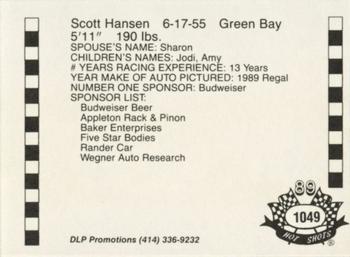 1989 Hot Shots Asphalt Edition #1049 Scott Hansen Back