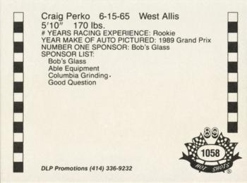 1989 Hot Shots Asphalt Edition #1058 Craig Perko Back