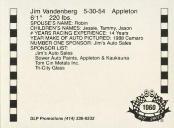 1989 Hot Shots Asphalt Edition #1060 Jim Vandenberg Back