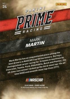 2018 Panini Prime - Holo Gold #34 Mark Martin Back