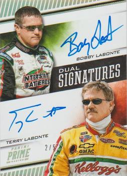 2018 Panini Prime - Dual Signatures Holo Gold #DS-LAB Bobby Labonte / Terry Labonte Front