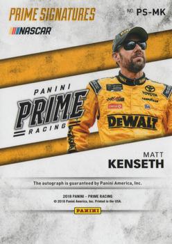 2018 Panini Prime - Prime Signatures #PS-MK Matt Kenseth Back