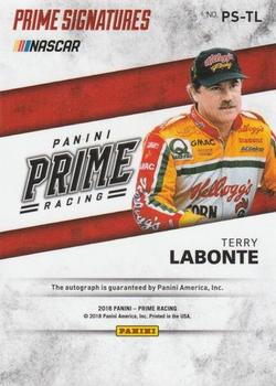 2018 Panini Prime - Prime Signatures #PS-TL Terry Labonte Back
