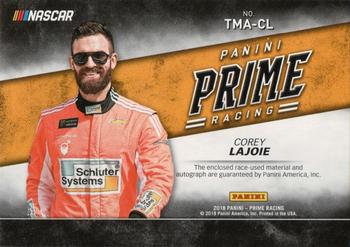 2018 Panini Prime - Triple Materials Autographs #TMA-CL Corey LaJoie Back
