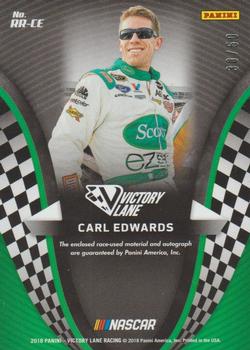 2018 Panini Victory Lane - Remarkable Remnants Green #RR-CE Carl Edwards Back